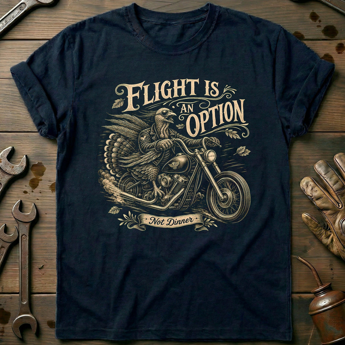 Flight is an Option Not Dinner Motorcycle T-Shirt US Gift For Biker