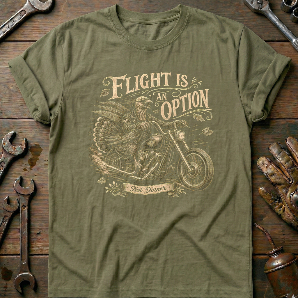 Flight is an Option Not Dinner Motorcycle T-Shirt US Gift For Biker
