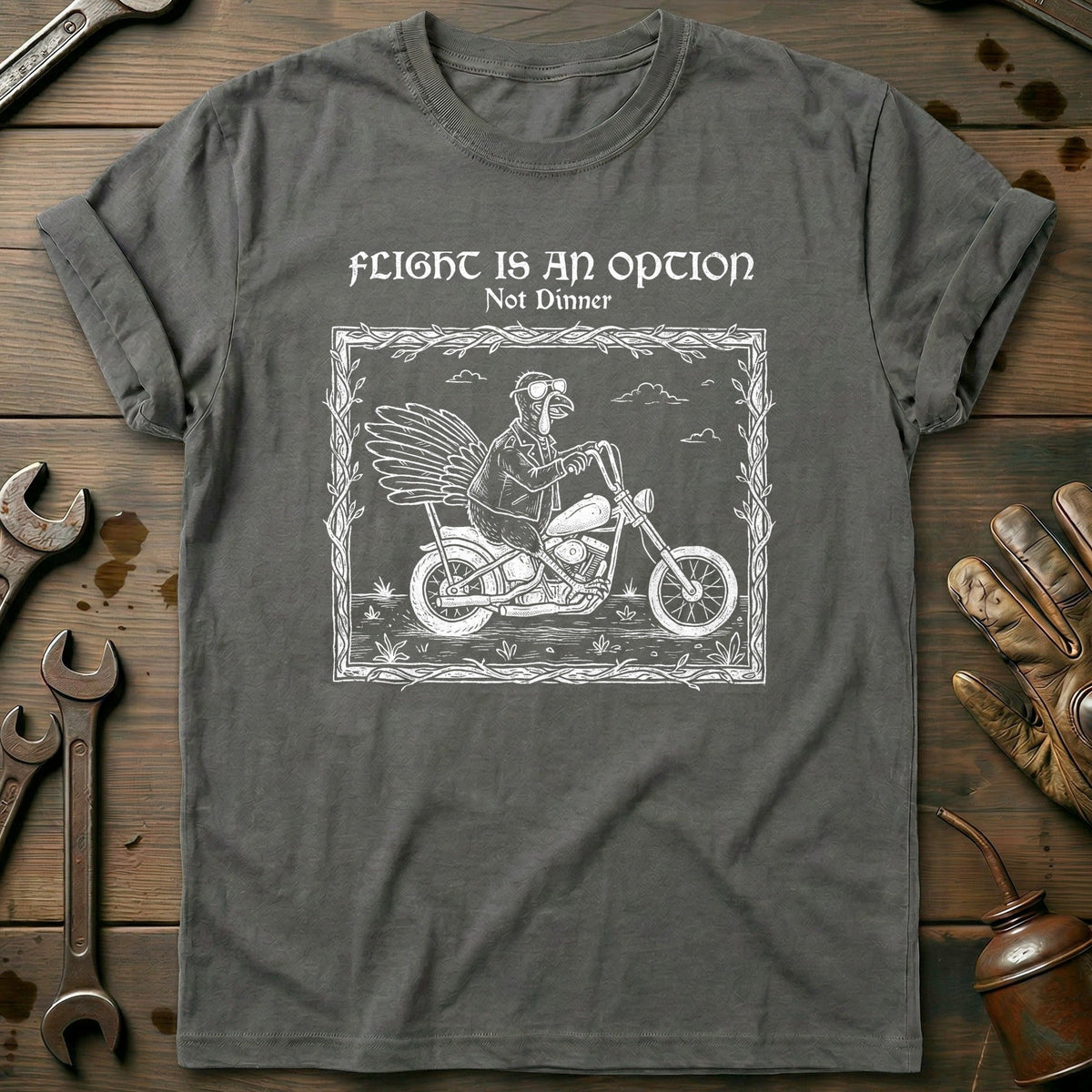 Flight is an Option Not Dinner Motorcycle T-Shirt US Gift For Biker