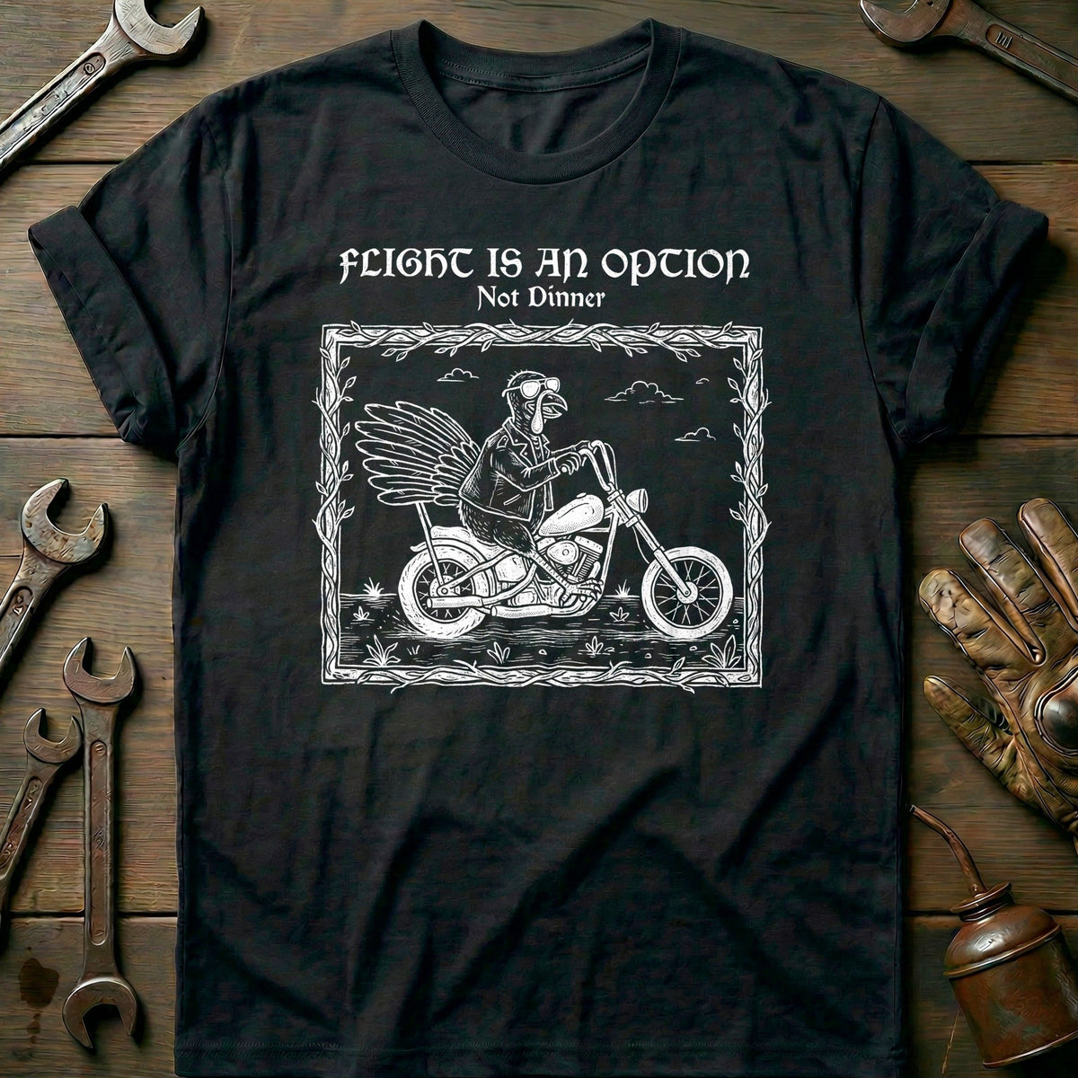 Flight is an Option Not Dinner Motorcycle T-Shirt US Gift For Biker