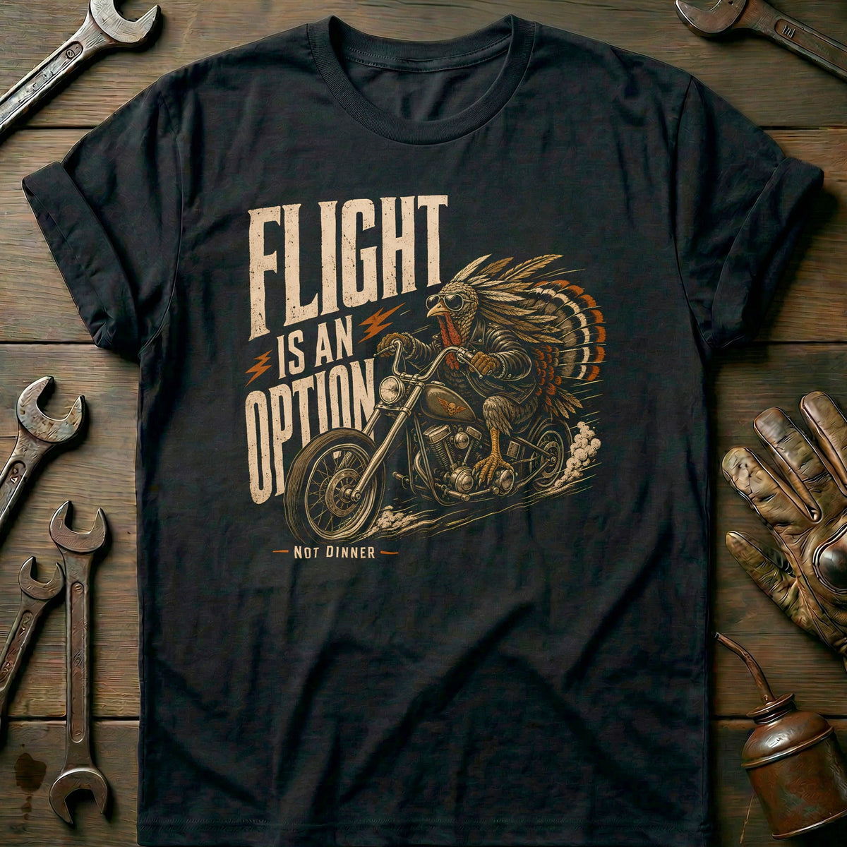 Flight is an Option Not Dinner Motorcycle T-Shirt US Gift For Biker