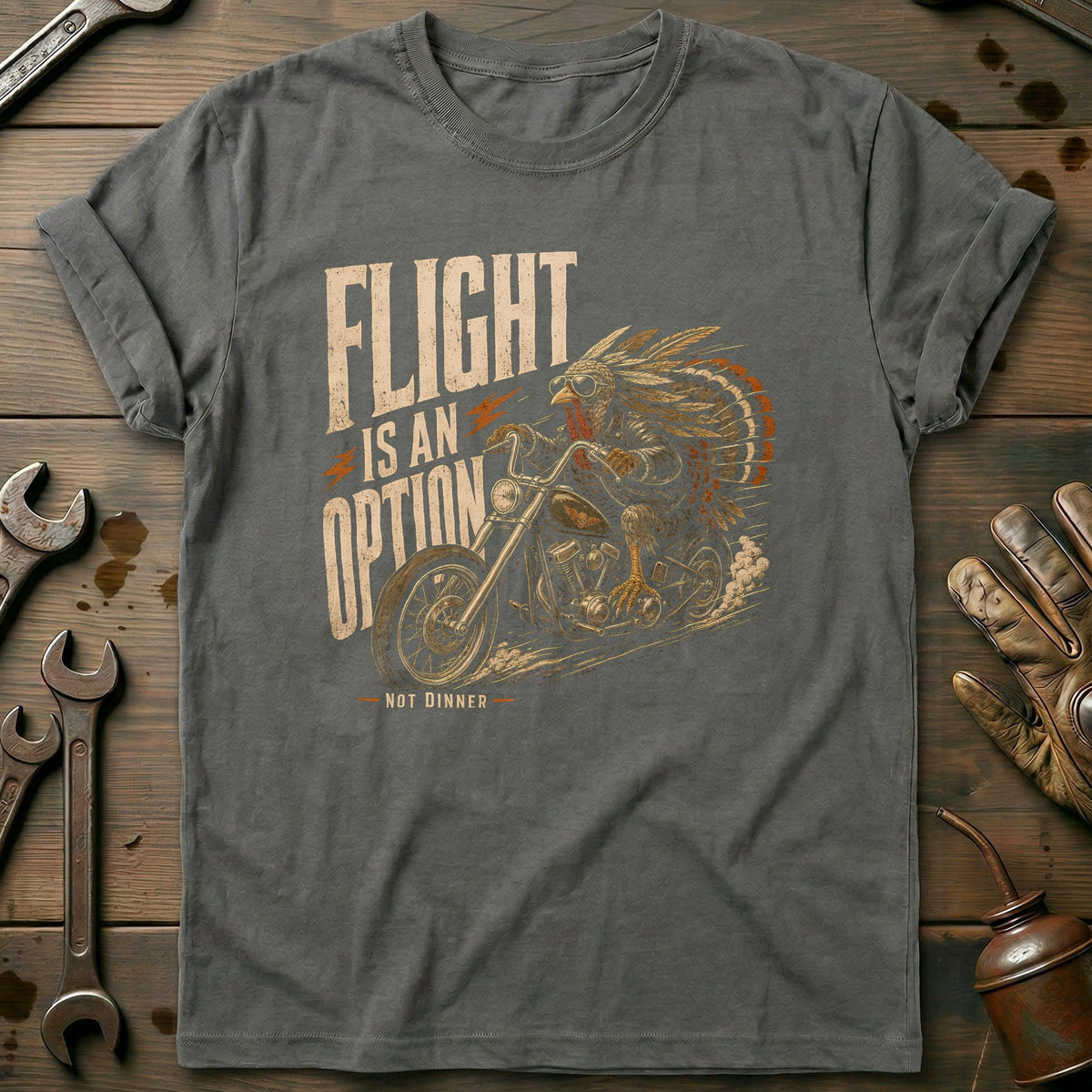 Flight is an Option Not Dinner Motorcycle T-Shirt US Gift For Biker