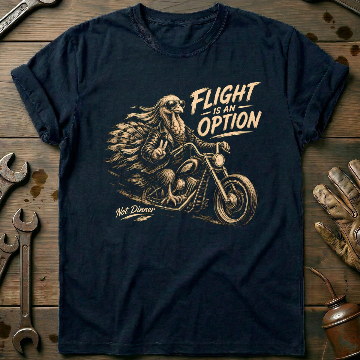 Flight is an Option Not Dinner Motorcycle T-Shirt US Gift For Biker
