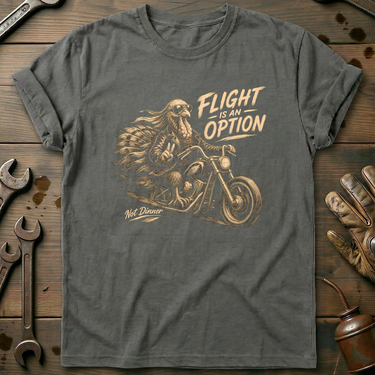 Flight is an Option Not Dinner Motorcycle T-Shirt US Gift For Biker