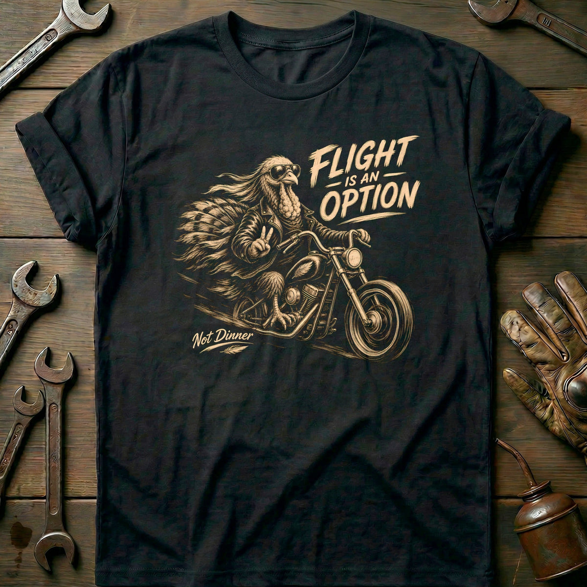 Flight is an Option Not Dinner Motorcycle T-Shirt US Gift For Biker
