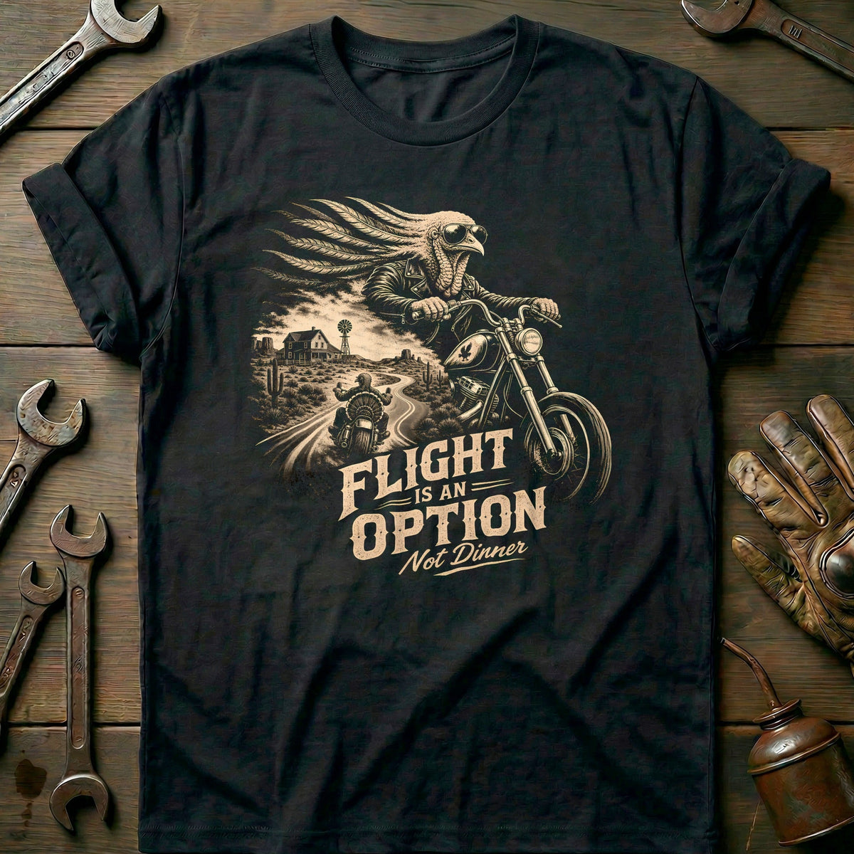 Flight is an Option Not Dinner Motorcycle T-Shirt Gift For Biker