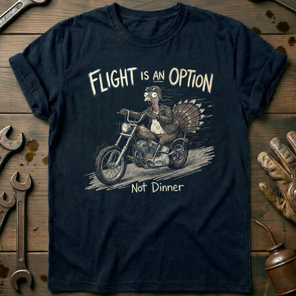 Flight is an Option Not Dinner Motorcycle T-Shirt US Gift For Biker