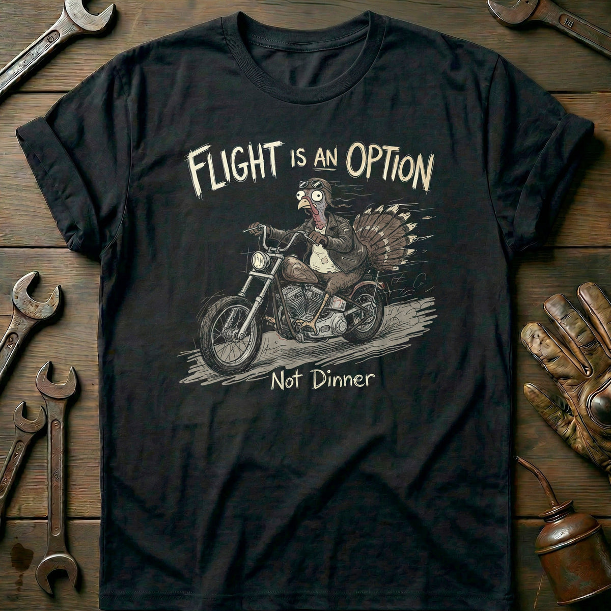 Flight is an Option Not Dinner Motorcycle T-Shirt US Gift For Biker