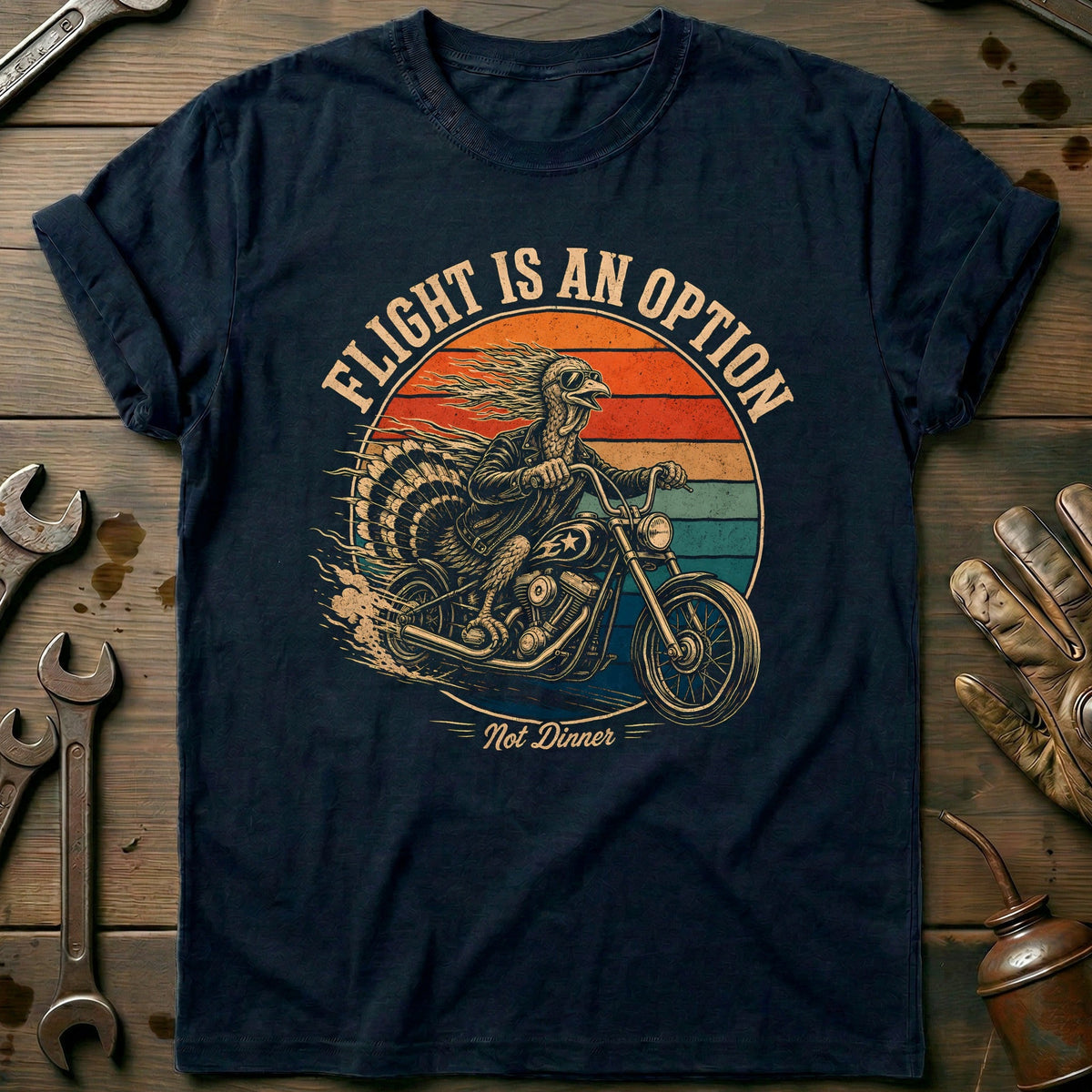 Flight is an Option Not Dinner Motorcycle T-Shirt EU Gift For Biker