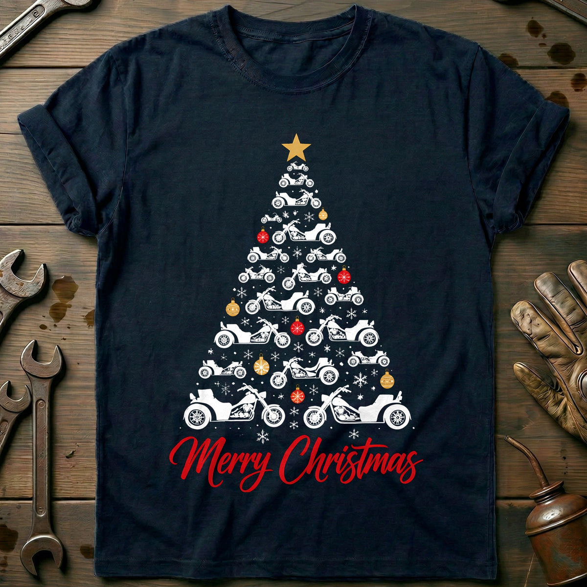 Trike Christmas Tree Motorcycle T-Shirt GC Gift For Biker