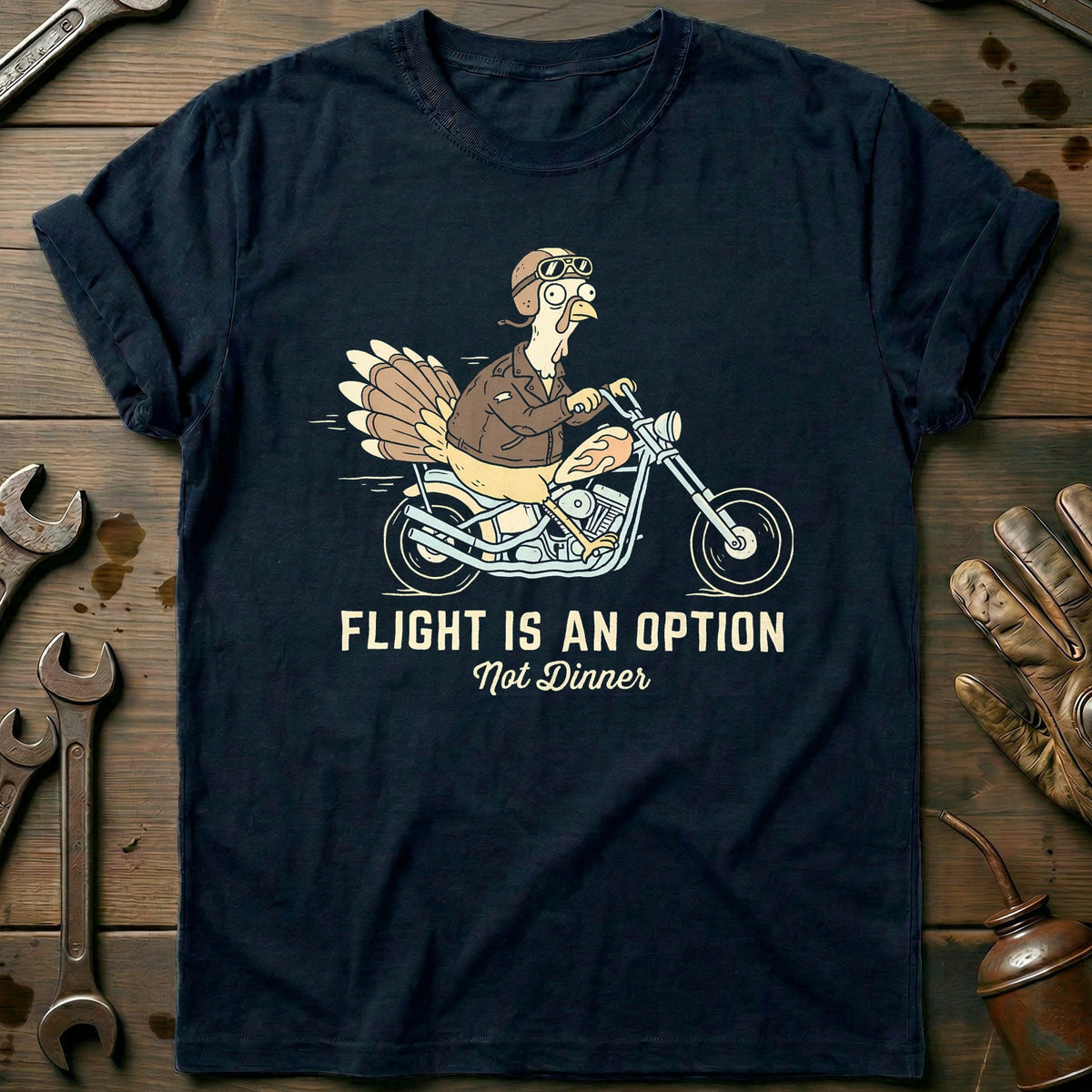 Flight is an Option Not Dinner Motorcycle T-Shirt EU Gift For Biker
