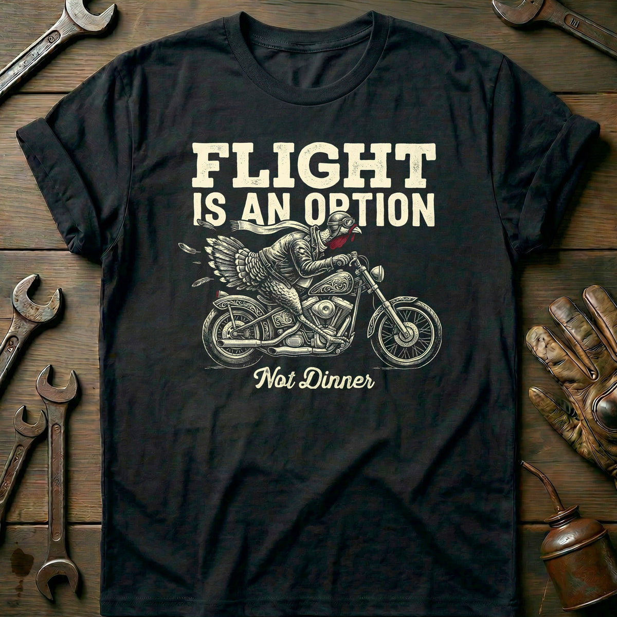 Flight is an Option Not Dinner Motorcycle T-Shirt Gift For Biker
