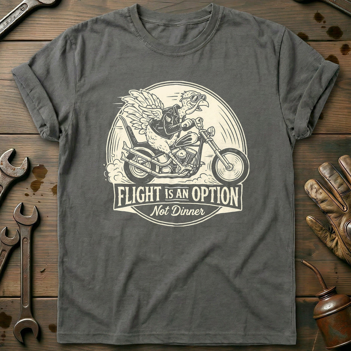 Flight is an Option Not Dinner Motorcycle T-Shirt US Gift For Biker