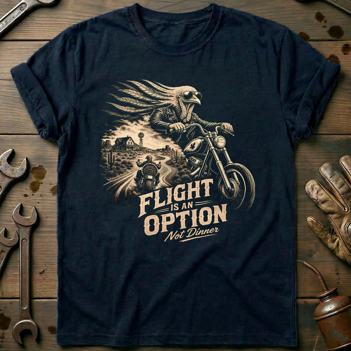 Flight is an Option Not Dinner Motorcycle T-Shirt EU Gift For Biker