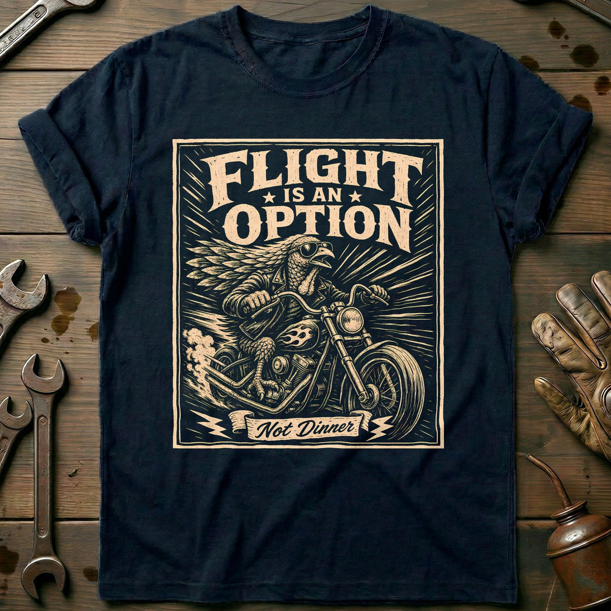 Flight is an Option Not Dinner Motorcycle T-Shirt Gift For Biker