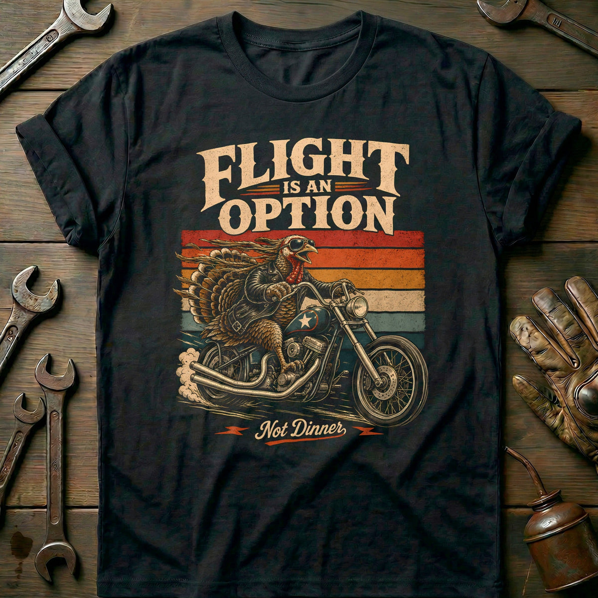 Flight is an Option Not Dinner Motorcycle T-Shirt US Gift For Biker
