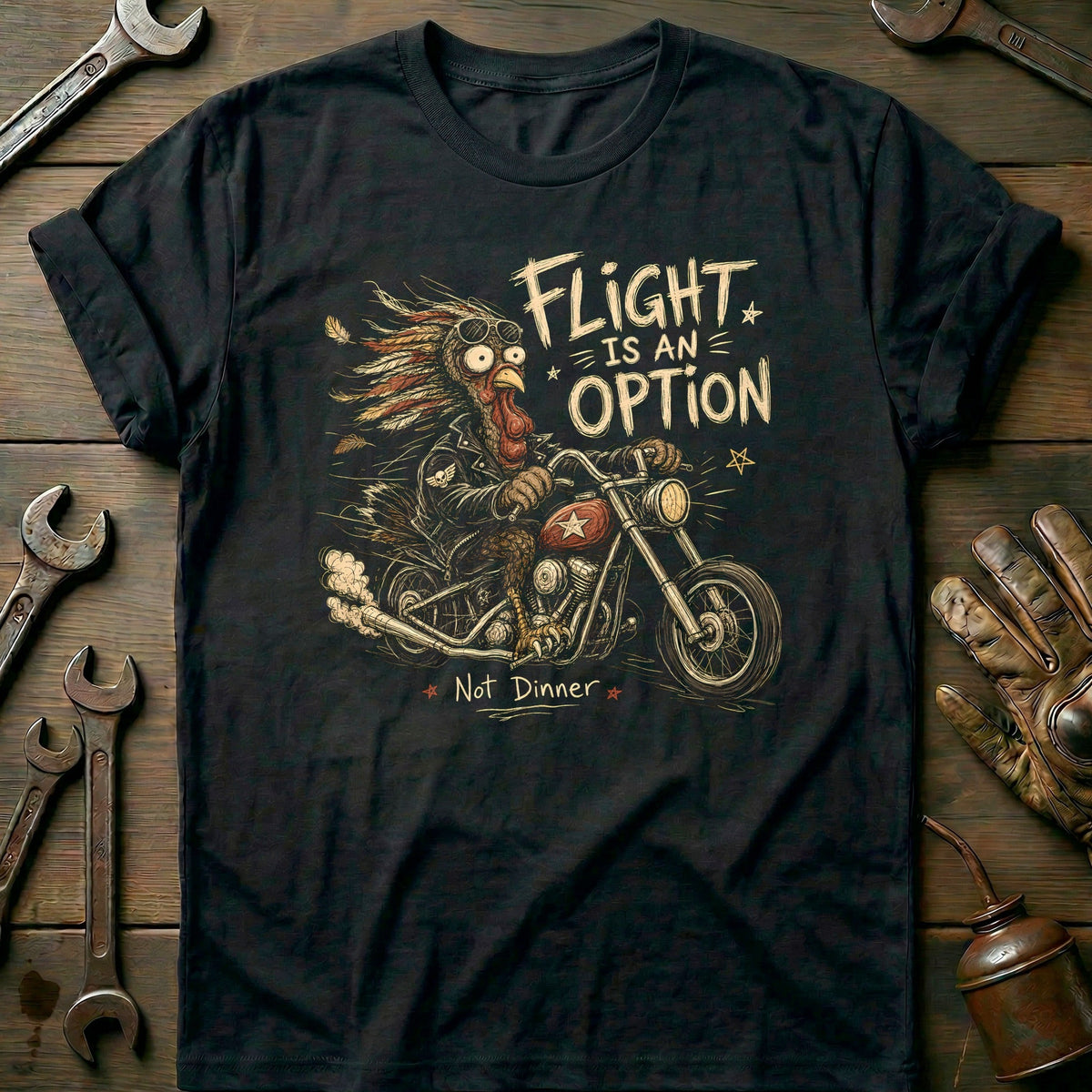 Flight is an Option Not Dinner Motorcycle T-Shirt Gift For Biker