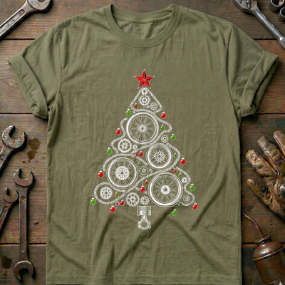 Wheels and Chains Christmas Tree Motorcycle T-Shirt GC Gift For Biker