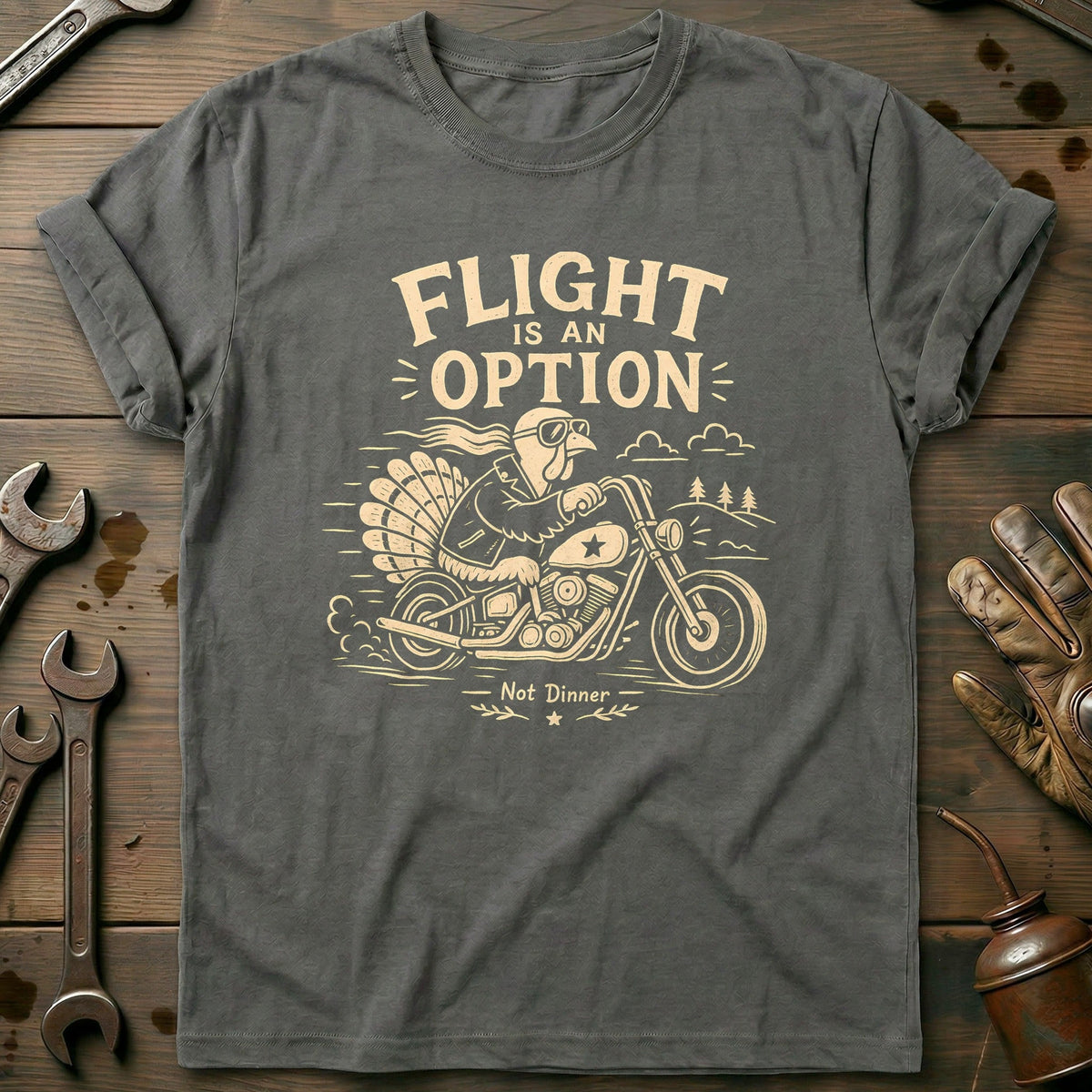 Flight is an Option Not Dinner Motorcycle T-Shirt EU Gift For Biker