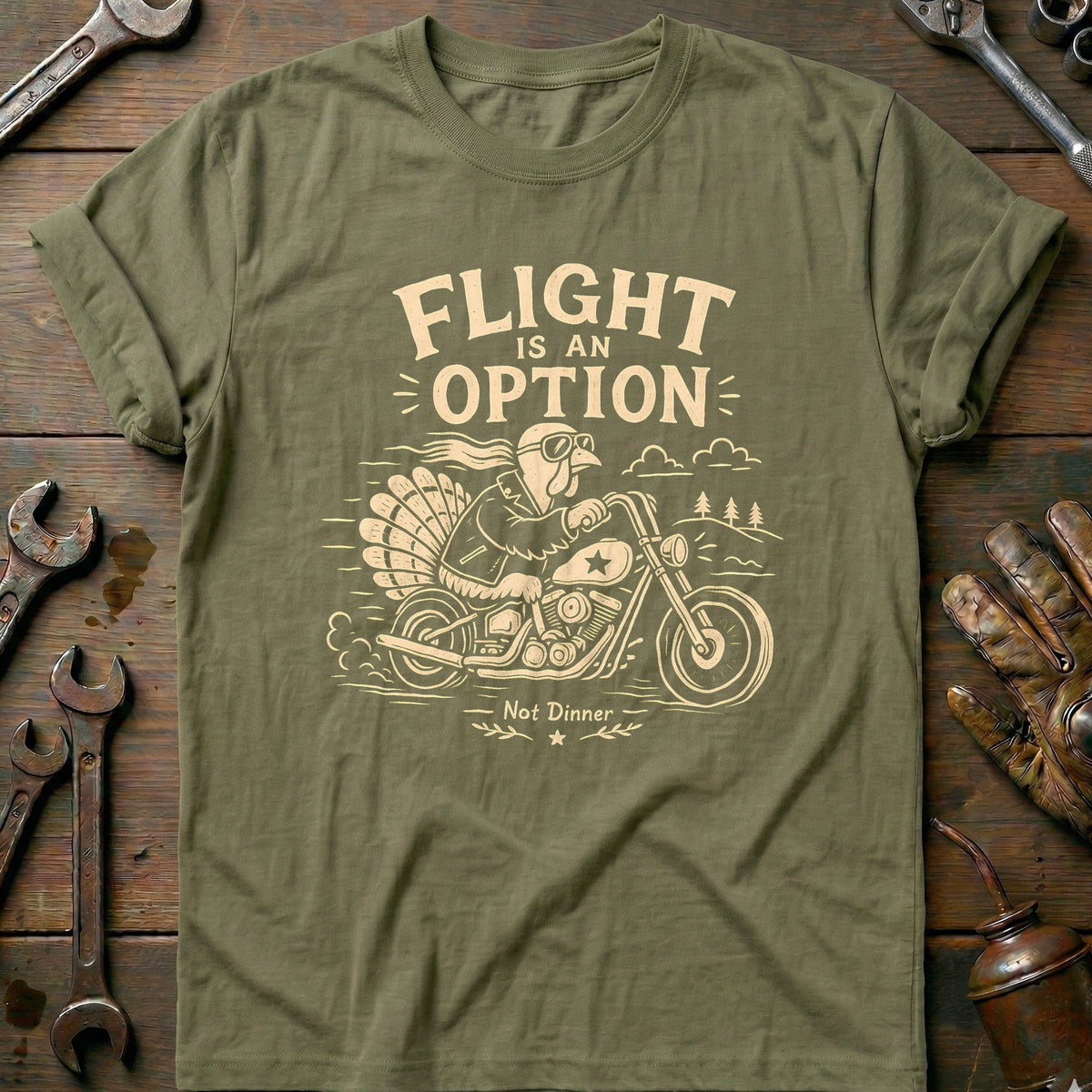 Flight is an Option Not Dinner Motorcycle T-Shirt EU Gift For Biker