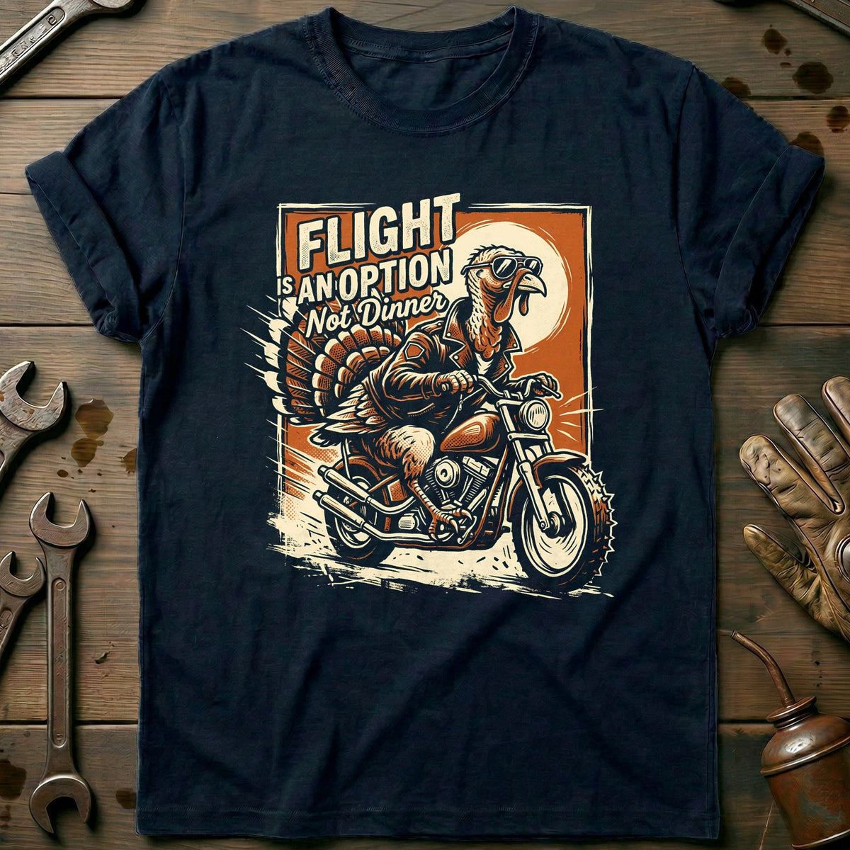 Flight is an Option Not Dinner Motorcycle T-Shirt EU Gift For Biker