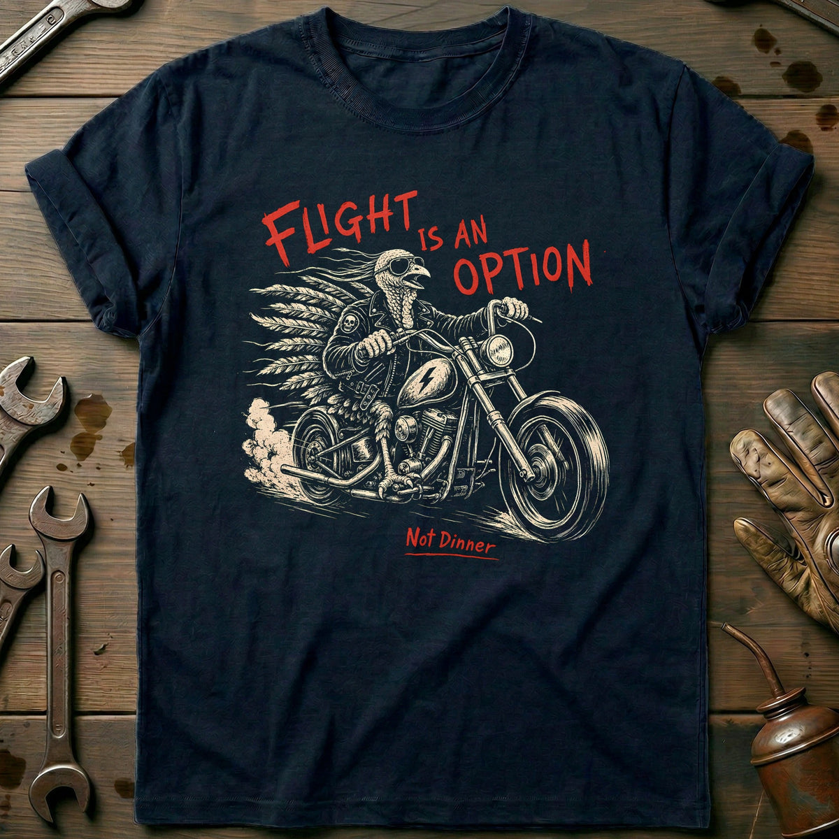 Flight is an Option Not Dinner Motorcycle T-Shirt AU Gift For Biker
