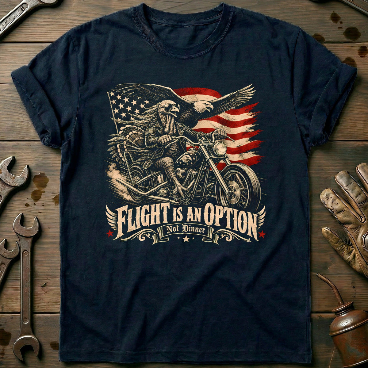 Flight is an Option Not Dinner Motorcycle T-Shirt Gift For Biker