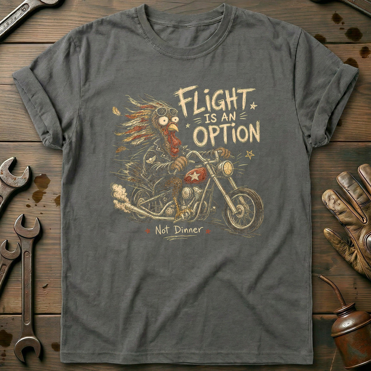 Flight is an Option Not Dinner Motorcycle T-Shirt AU Gift For Biker
