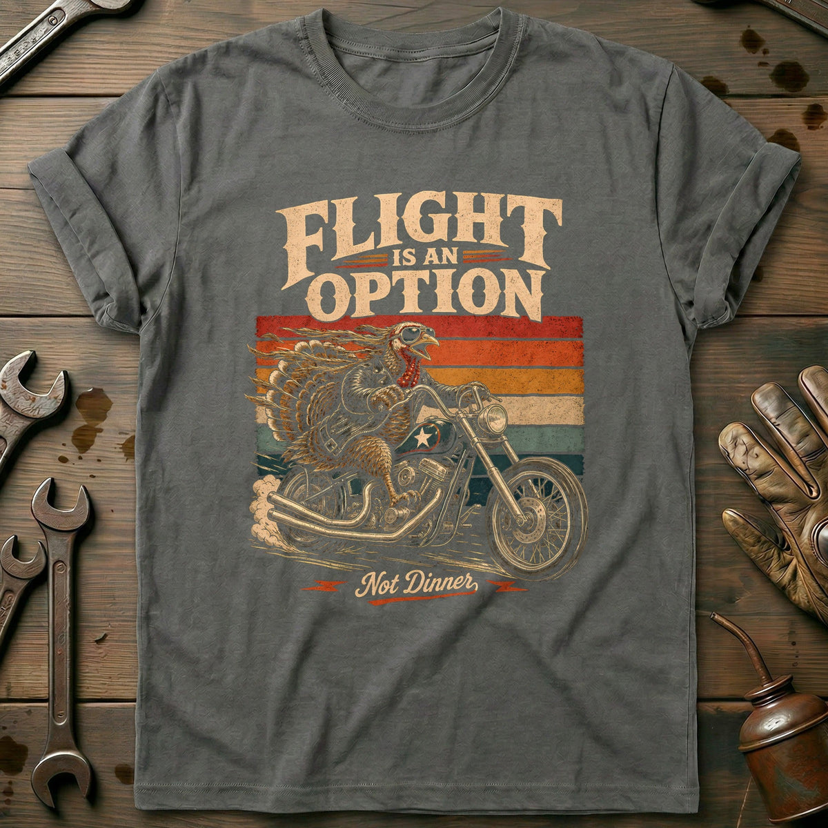 Flight is an Option Not Dinner Motorcycle T-Shirt Gift For Biker