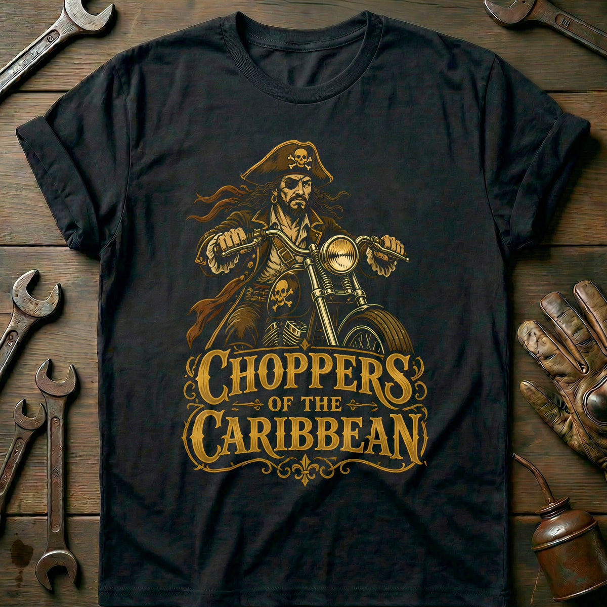 Choppers of the Caribbean Motorcycle T-Shirt Gift For Biker