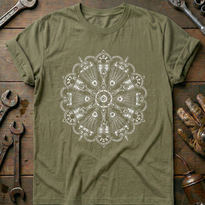 Engine Mandala Blackwork Motorcycle T-Shirt Gift For Biker