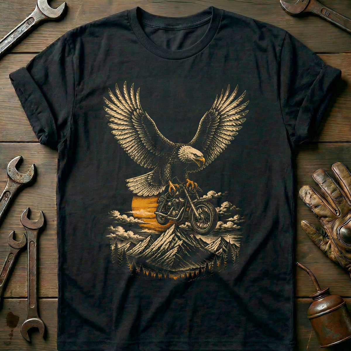 Eagle Motorcycle T-Shirt AU Gift For Biker