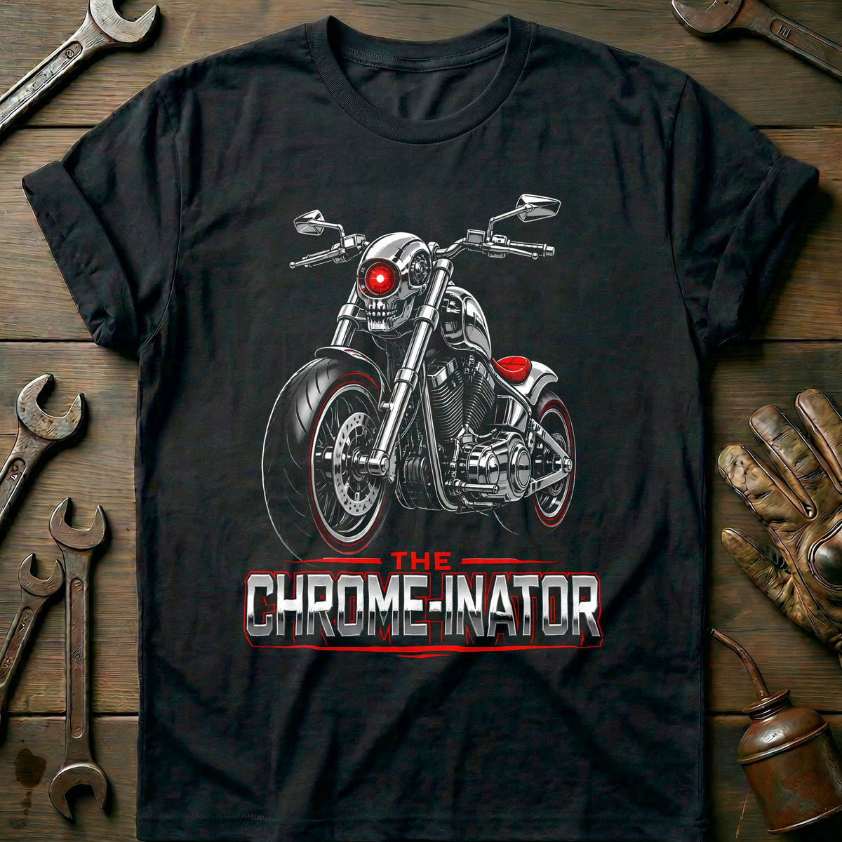 Chrome Inator Motorcycle T-Shirt AU Gift For Biker