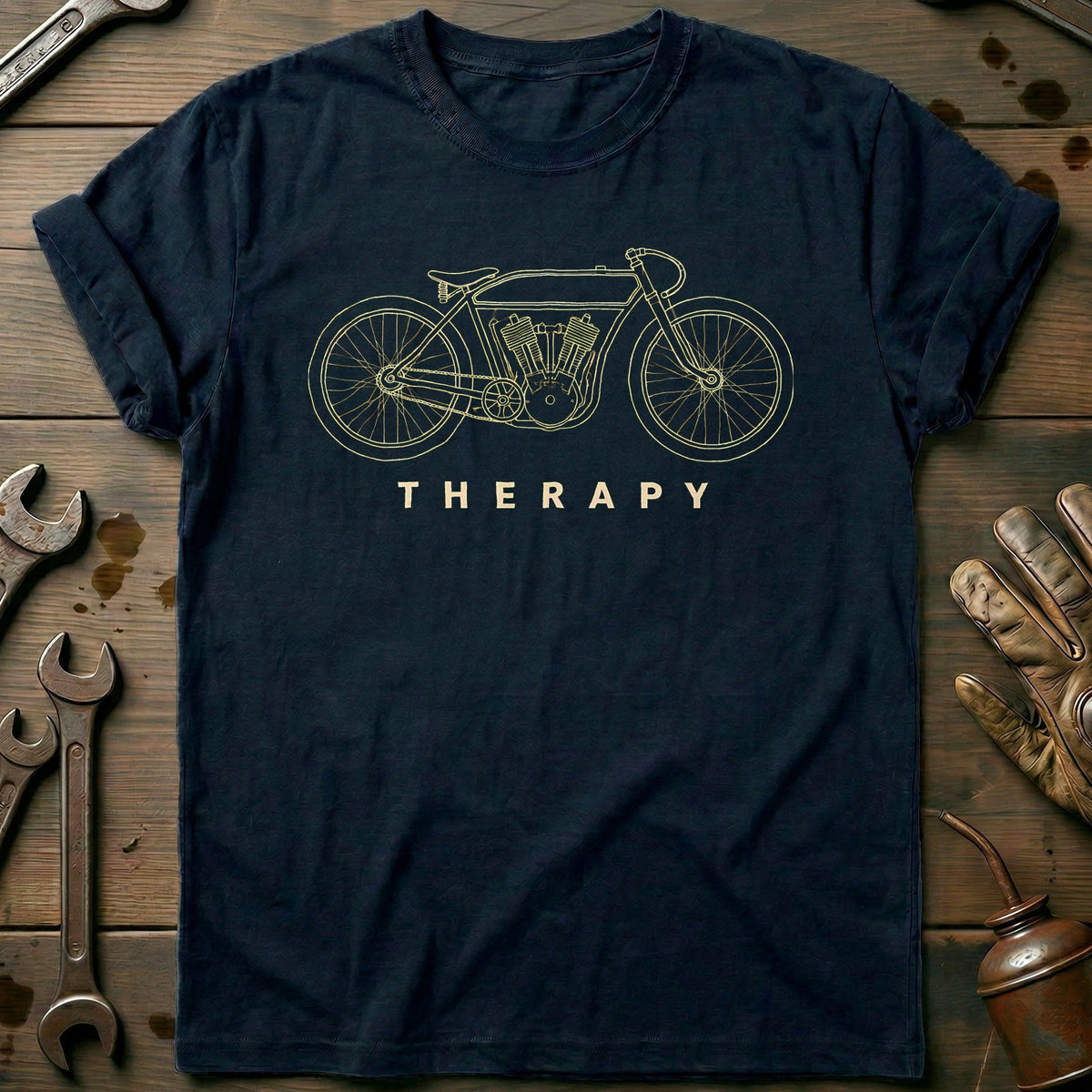 Board Track Racer Therapy Motorcycle T-Shirt US Gift For Biker