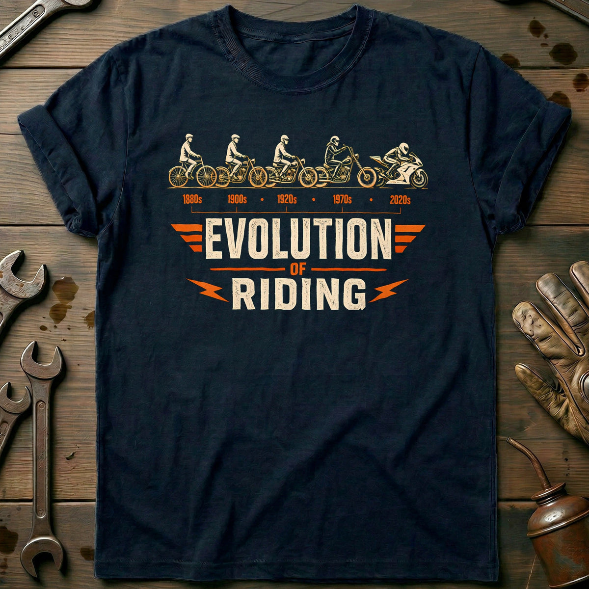 Evolution of Riding Motorcycle T-Shirt US Gift For Biker