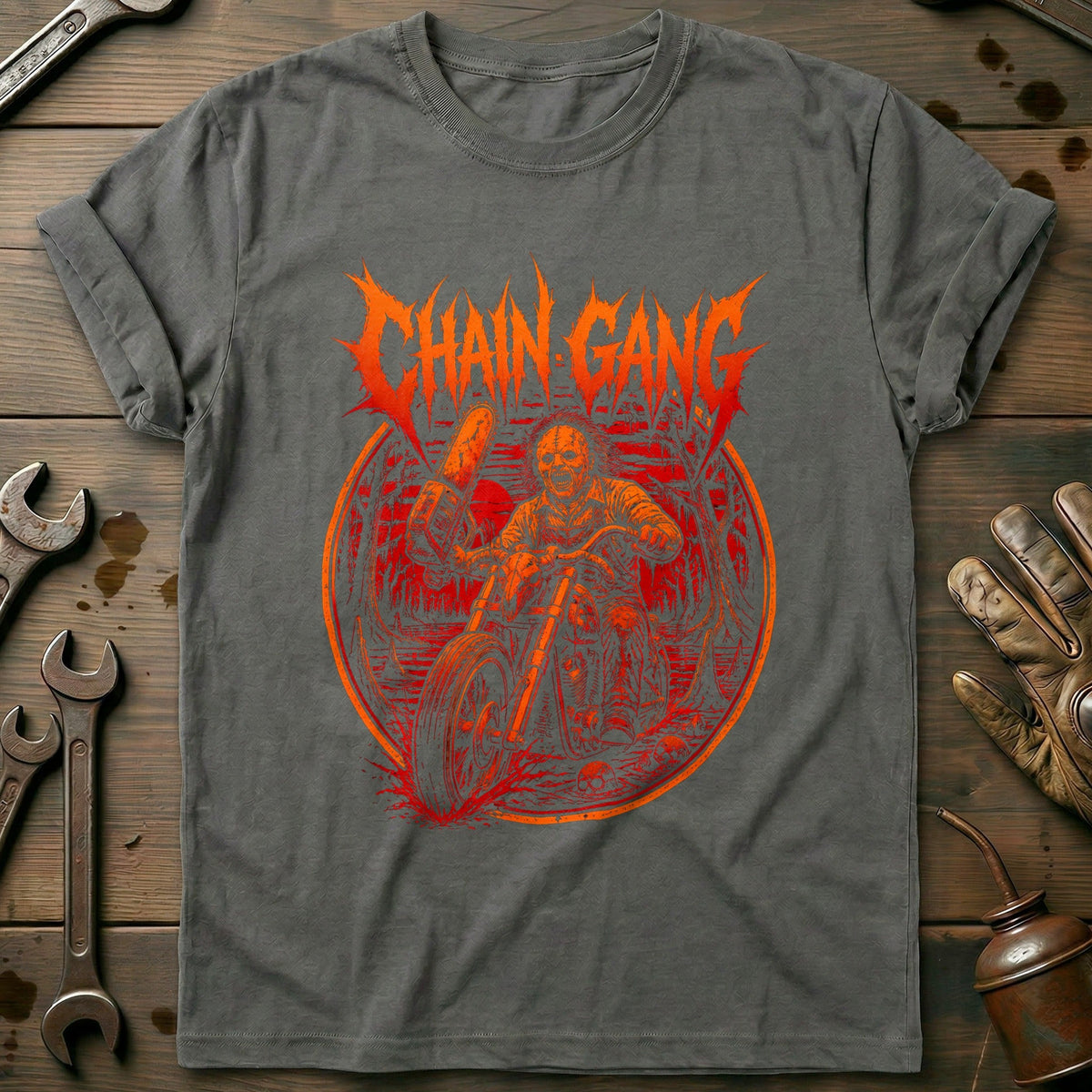 Chain Gang Motorcycle T-Shirt US Gift For Biker
