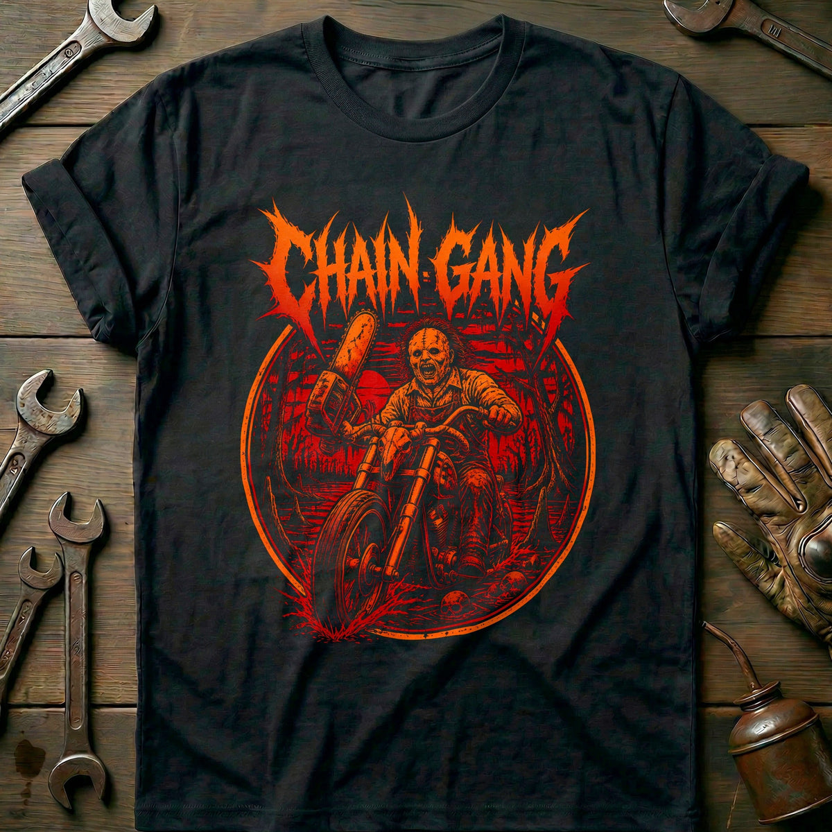 Chain Gang Motorcycle T-Shirt US Gift For Biker