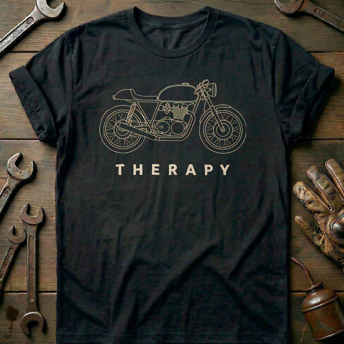 Cafe Racer Therapy Motorcycle T-Shirt US Gift For Biker