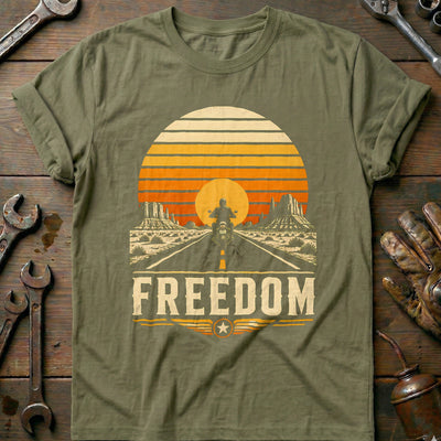 Freedom Sunset Motorcycle T-Shirt US Gift For Biker