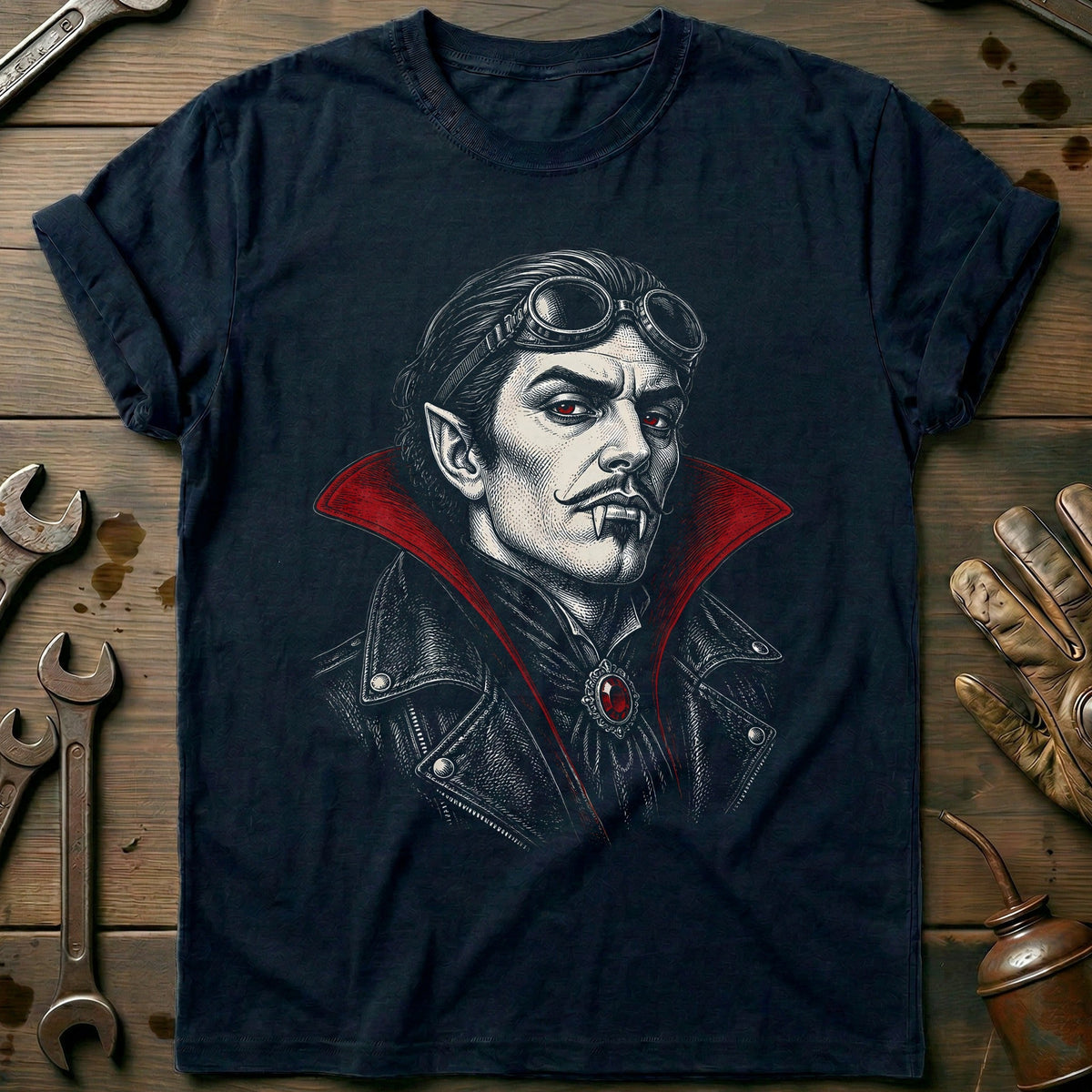 Blood and Chrome Motorcycle T-Shirt US Gift For Biker