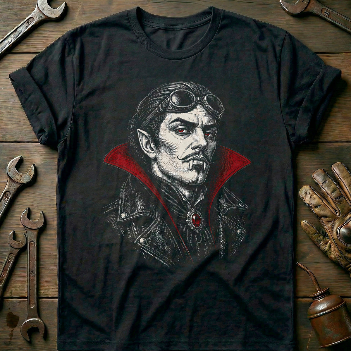 Blood and Chrome Motorcycle T-Shirt US Gift For Biker