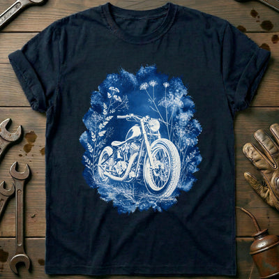 Cyanotype Moto Motorcycle T-Shirt EU Gift For Biker