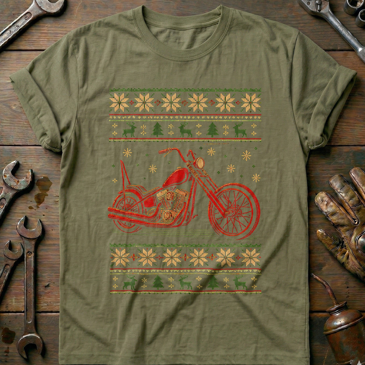 Chopper Christmas Sweater Motorcycle T-Shirt Gift For Biker