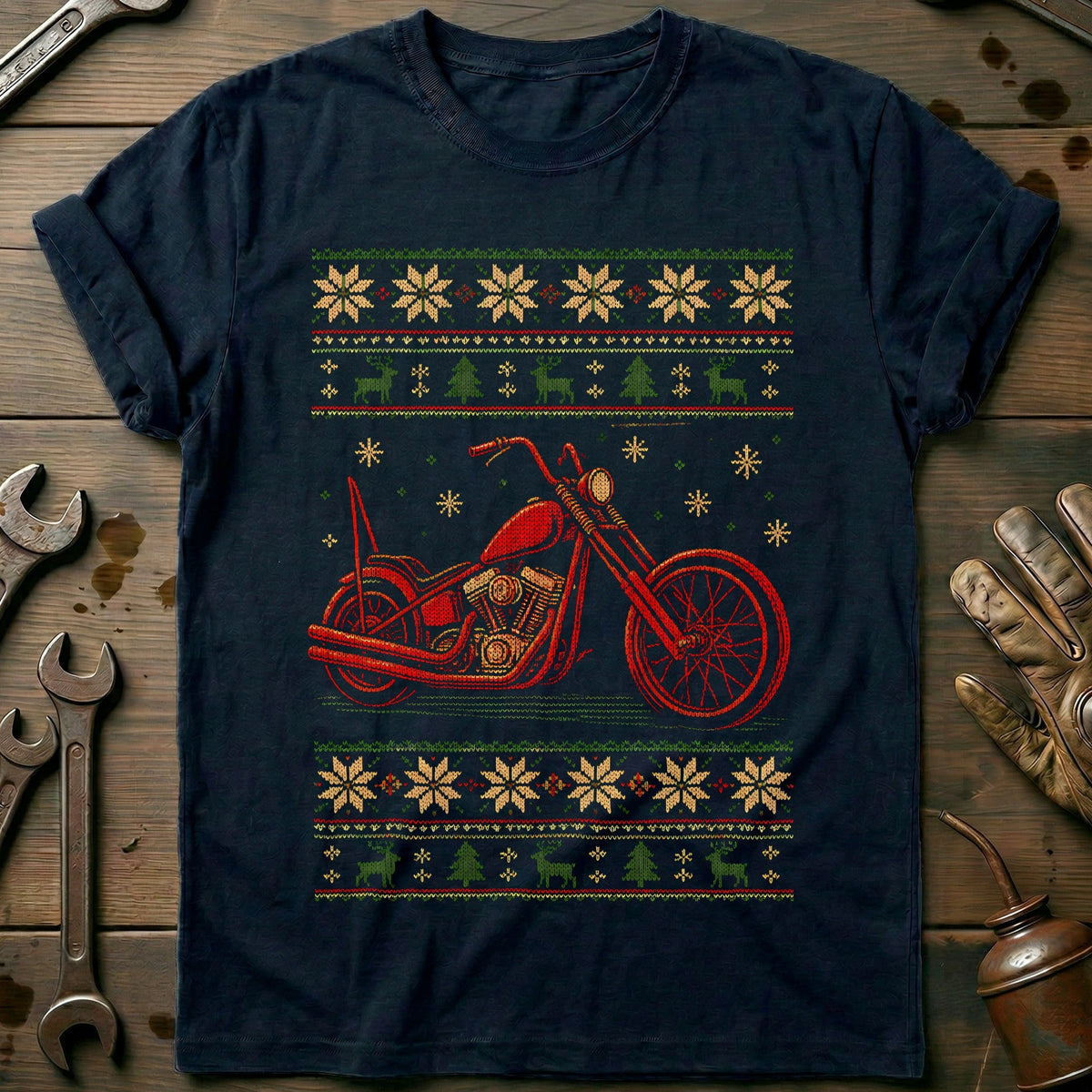 Chopper Christmas Sweater Motorcycle T-Shirt Gift For Biker