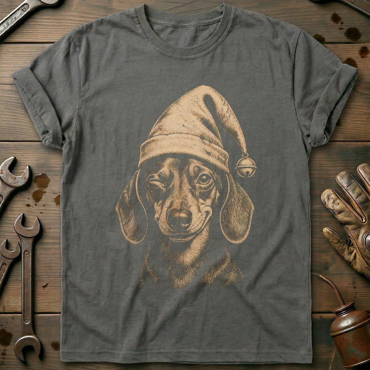 Christmas Elf Dachshund Motorcycle T-Shirt Gift For Biker