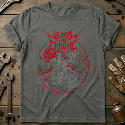 Blood and Chrome Motorcycle T-Shirt EU Gift For Biker