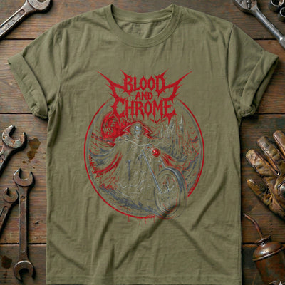 Blood and Chrome Motorcycle T-Shirt EU Gift For Biker