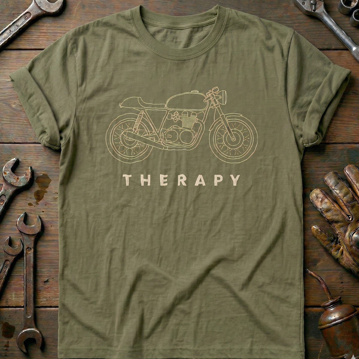 Cafe Racer Therapy Motorcycle T-Shirt EU Gift For Biker