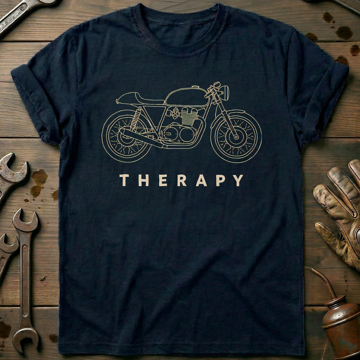 Cafe Racer Therapy Motorcycle T-Shirt EU Gift For Biker