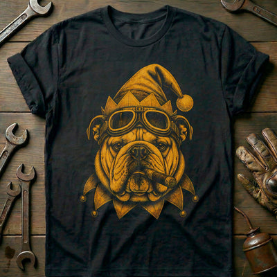 Christmas Elf Bulldog Goggles Motorcycle T-Shirt Gift For Biker